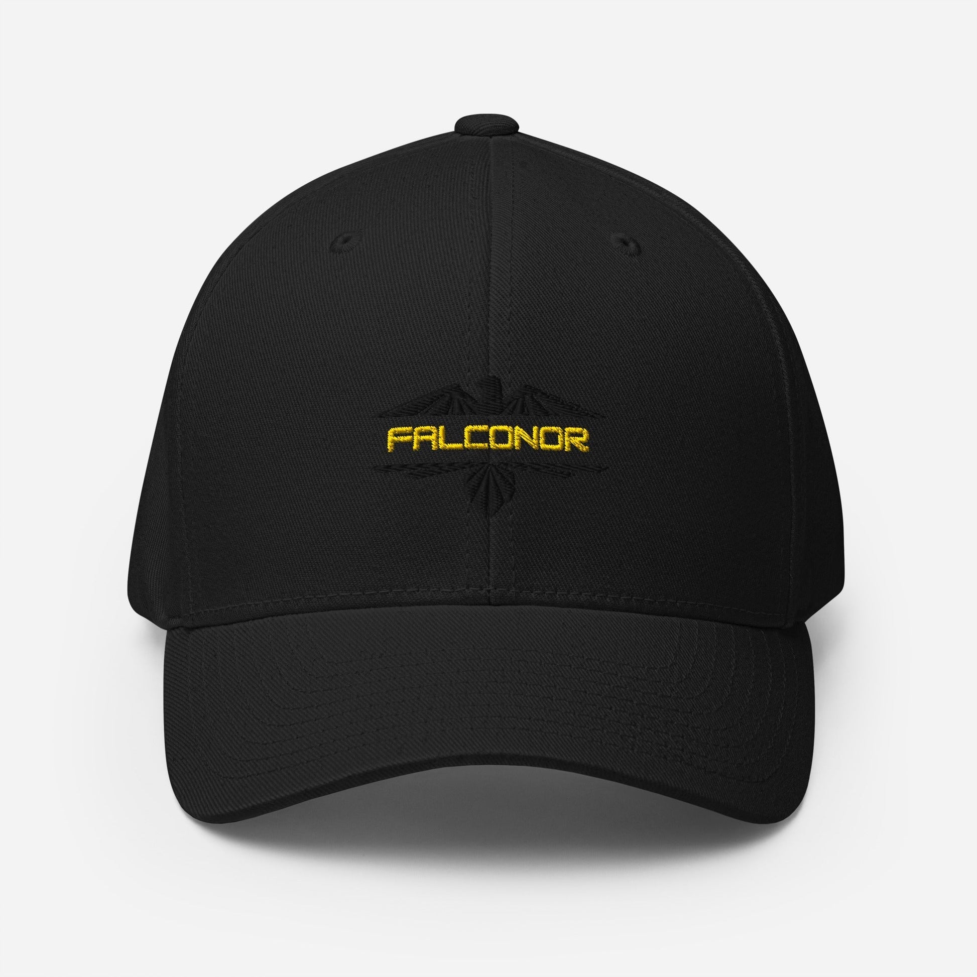 Falconor Graphite structured twill cap with curved visor and elastic stretch band in graphite color
