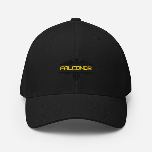 Falconor Graphite structured twill cap with curved visor and elastic stretch band in graphite color