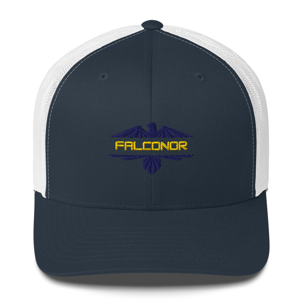 Falconor Bradley trucker cap with mesh back and adjustable closure