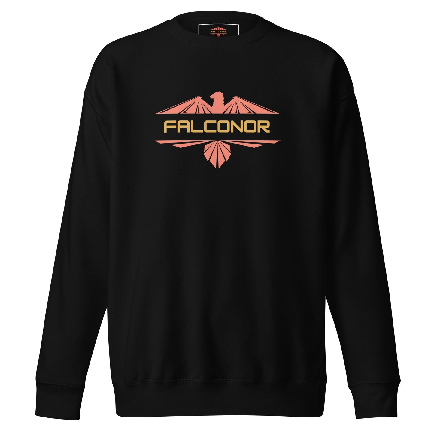 Falconor Peregrine unisex premium sweatshirt with ribbed crew neck and long sleeve cuffs in charcoal heather